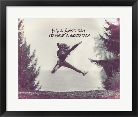 Framed Art It's a Good Day - Leap Grayscale Wall Decor 18x24 Artwork