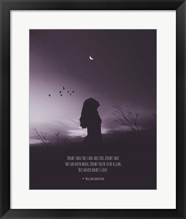 Framed Art Doubt Thou the Stars are Fire Shakespeare Night Scene Grayscale Wall Decor18x24 Artwork