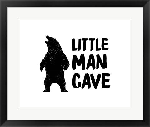 Framed Art Little Man Cave Standing Bear White Wall Decor 18x24 Artwork