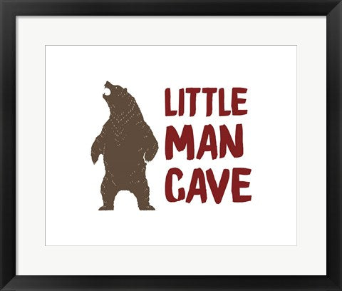 Framed Art Little Man Cave Standing Bear Color Wall Decor 18x24 Artwork