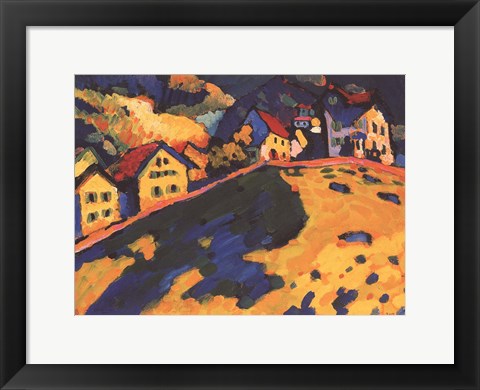 Framed Art Houses on a Hill, 1909 by Wassily Kandinsky Wall Decor 18x24 Artwork