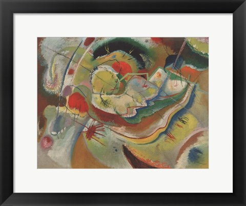Framed Art Small Picture with Yellow, 1914 by Wassily Kandinsky Wall Decor 18x24 Artwork
