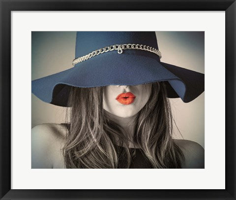 Framed Art Vintage Fashion - Blue Hat Wall Decor 18x24 Artwork