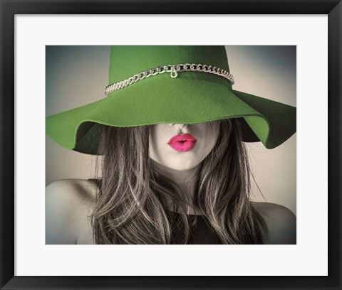 Framed Art Vintage Fashion - Green Hat Wall Decor 18x24 Artwork