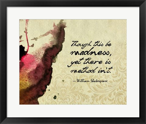 Framed Art Though This Be Madness - Ink Splash Color Wall Decor 18x24 Artwork