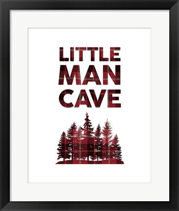 Framed Art Little Man Cave - Trees Red Plaid Wall Decor 18x24 Artwork