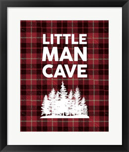 Little Man Cave - Trees Red Plaid Background by Color Me Happy
