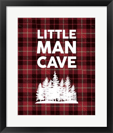 Framed Art Little Man Cave - Trees Red Plaid Background Wall Decor 18x24 Artwork