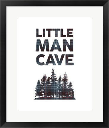 Framed Art Little Man Cave - Trees Blue Plaid Wall Decor 18x24 Artwork
