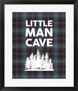Little Man Cave - Trees Blue Plaid Background by Color Me Happy