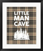 Little Man Cave - Trees Tan Plaid Background by Color Me Happy