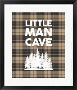 Little Man Cave - Trees Tan Plaid Background by Color Me Happy