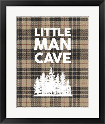 Framed Art Little Man Cave - Trees Tan Plaid Background Wall Decor 18x24 Artwork