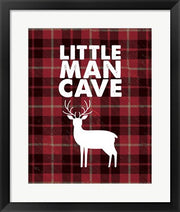 Little Man Cave - Deer Red Plaid Background by Color Me Happy