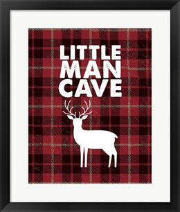 Little Man Cave - Deer Red Plaid Background by Color Me Happy