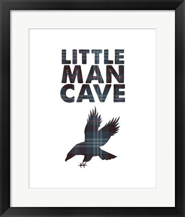 Framed Art Little Man Cave - Eagle Blue Plaid Wall Decor 18x24 Artwork