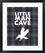 Little Man Cave - Eagle Blue Plaid Background by Color Me Happy