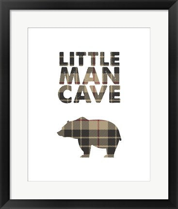 Framed Art Little Man Cave - Bear Tan Plaid Wall Decor 18x24 Artwork