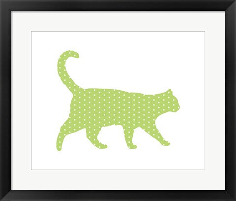 Framed Art Dot Pattern Cat - Green Wall Decor18x24 Artwork