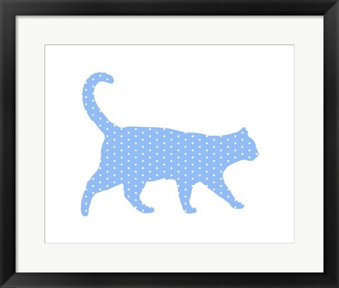 Framed Art Dot Pattern Cat - Blue Wall Decor18x24 Artwork