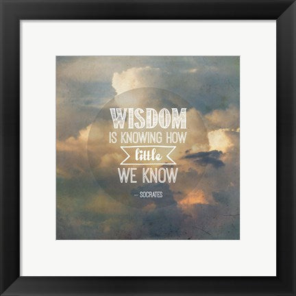 Framed Art Wisdom is Knowing How Little We Know - Yellow Clouds Wall Decor 18x24 Artwork