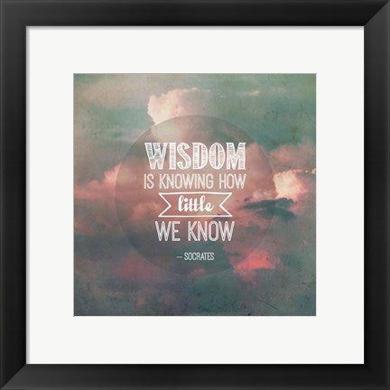 Framed Art Wisdom is Knowing How Little We Know - Pink Clouds Wall Decor 18x24 Artwork