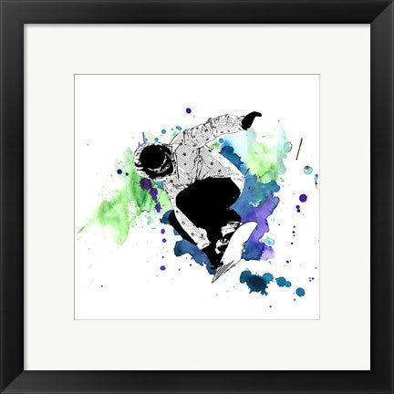 Framed Art Snowboarder Watercolor Splash Part II by Sports Mania Wall Decor 18x24 Artwork