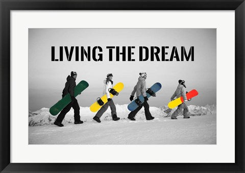 Framed Art Living The Dream - Pop Of Color Snowboards by Sports Mania Wall Decor 18x24 Artwork