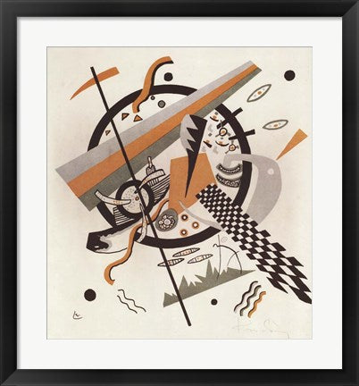Framed Art Komposition mit Schachbrettstreifen, 1922 by Wassily Kandinsky Wall Decor 18x24 Artwork