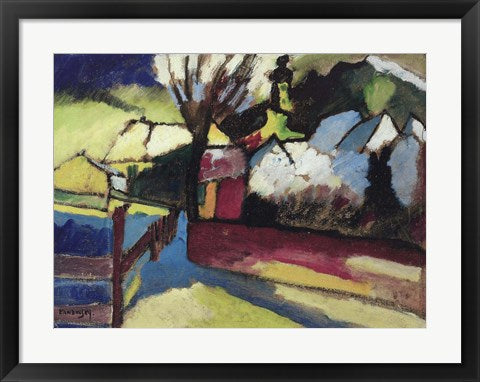 Framed Art Herbstlandschaft mit Baum (1910) by Wassily Kandinsky Wall Decor 18x24 Artwork
