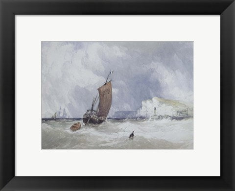 Framed Art Pilot Boat Off Feecamp, Normandy by Charles Burton Barber Wall Decor 18x24 Artwork