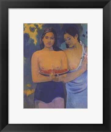 Framed Art Two Women from Tahiti by Paul Gauguin Wall Decor 18x24 Artwork