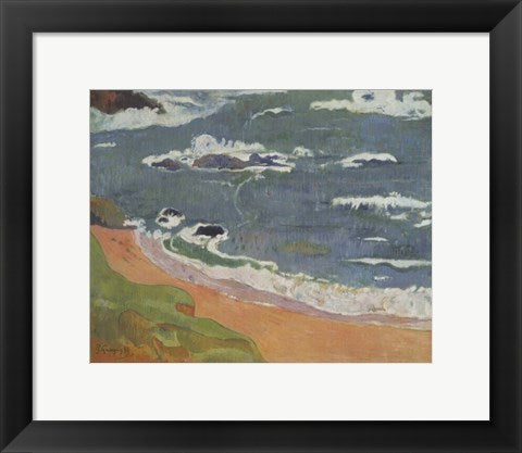 Framed Art Beach at Le Pouldu by Paul Gauguin Wall Decor 18x24 Artwork