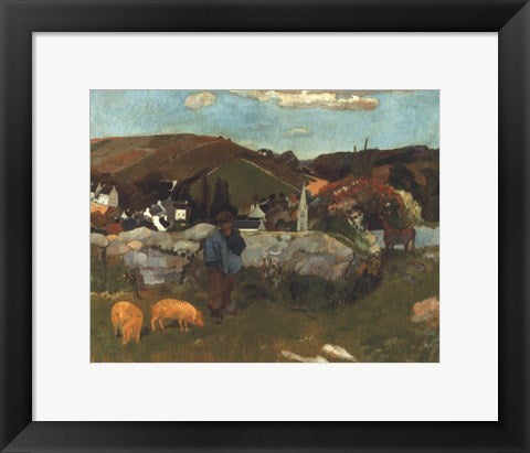 Framed Art Swineherd, 1888 by Paul Gauguin Wall Decor 18x24 Artwork