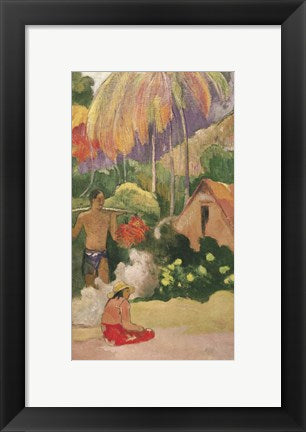 Framed Art Landscape in Tahiti 1892 by Paul Gauguin Wall Decor 18x24 Artwork