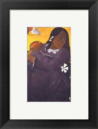 Framed Art Woman with Mango by Paul Gauguin Wall Decor 18x24 Artwork