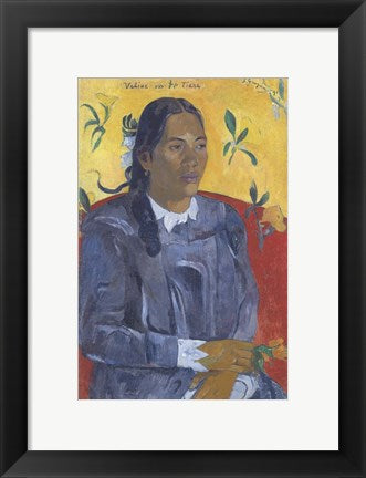Framed Art Vahine No Te Tiare (Woman with a Flower), 1891 by Paul Gauguin Wall Decor 18x24 Artwork
