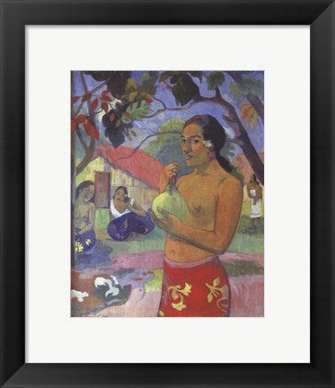 Framed Art Woman Holding a Fruit, Where Are You Going by Paul Gauguin Wall Decor 18x24 Artwork