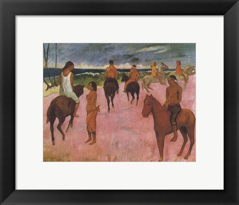 Framed Art Riders on the Beach, 1902 by Paul Gauguin Wall Decor 18x24 Artwork