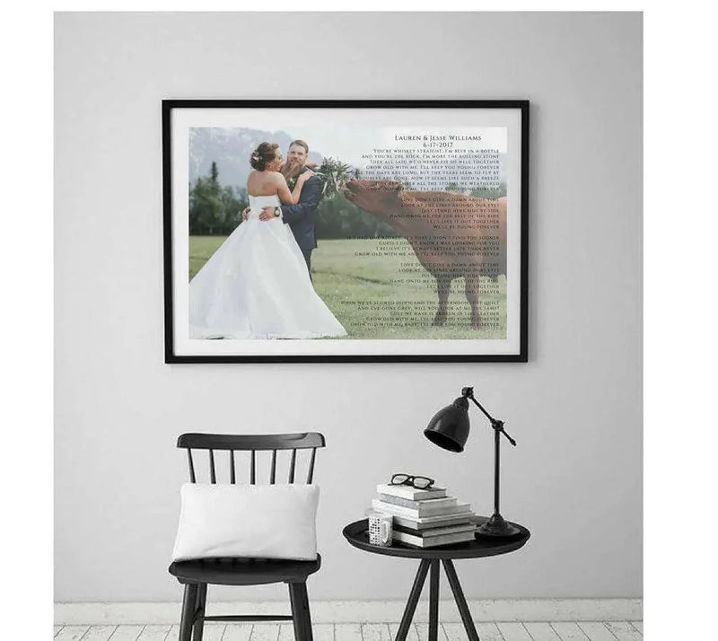 Anniversary gift Custom made wedding first dance song lyric or vows Picture Frame Store New Jersey