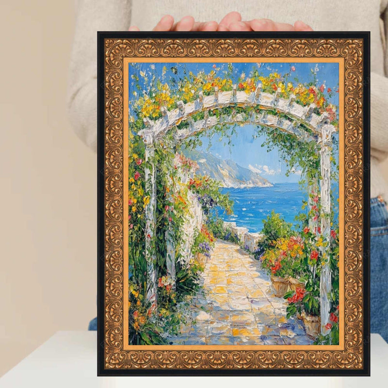 19x27 Frame Antique Floral Gold With Black Lip Picture Frame