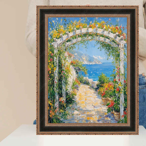 28x40 Frame Antique Gold Black Leather Picture Frame