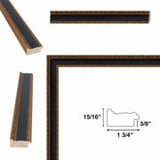 Antique Gold Black Leather Picture Frame 