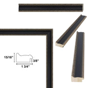 Antique Silver Black Leather Picture Frame 