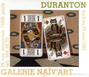 Card Cats by Andre Duranton - Whimsical Feline Art Print for Home Decor | 24.5 x 28 " Wall Art