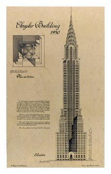 Chrysler Building by Yves Poinsot: Modern Cityscape Wall Art for Contemporary Home Decor - 33 3/8 x 21 1/4 inches