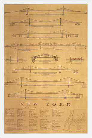 East River Bridges NY by Craig Holmes - Modern Cityscape Wall Art Décor 40x26 inch
