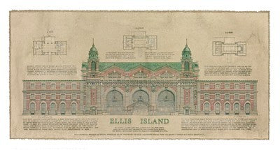 Ellis Island Roger Vilar Art Print | Iconic Wall Art Decor | Historical Landmark Photography | 14x26 " Print