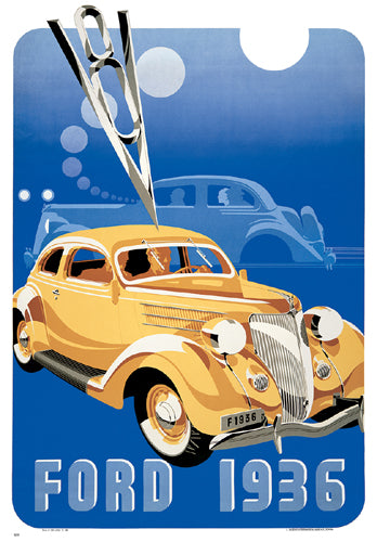 Ford, 1936 - Vintage Car Wall Art Print for Garage & Mancave Decor