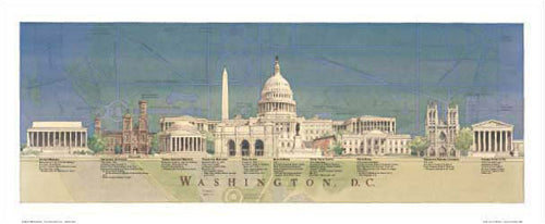 Washington DC Cityscape Wall Art Print by Craig Holmes | Modern Architectural Decor 13x32 inches